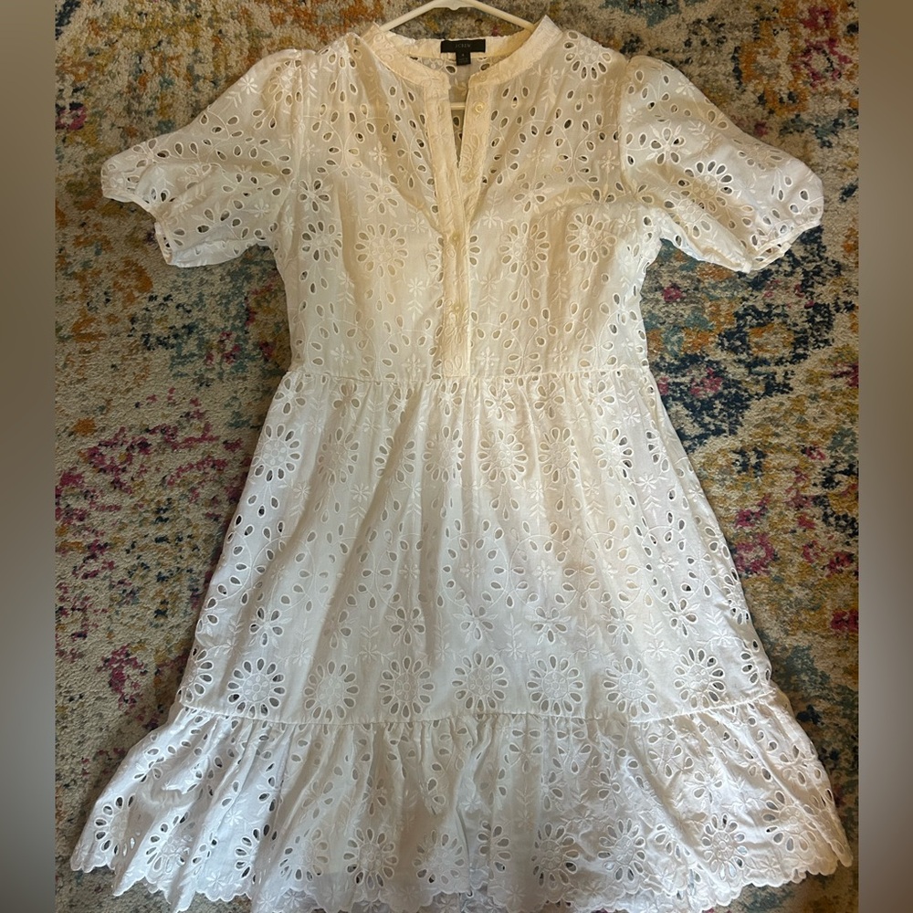 J. Crew White Eyelet Midi Dress